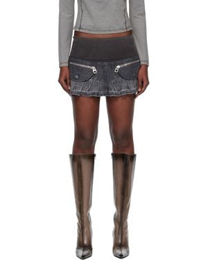 Miss Sixty Knwls Edition Ruffled Denim Miniskirt - Black