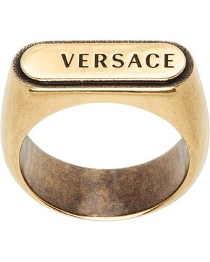 Versace Logo Tag Ring - Metallic
