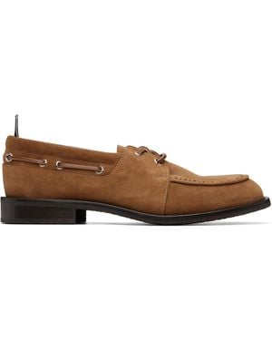 Thom Browne Suede Brogue-Detail Boat Shoes - Brown