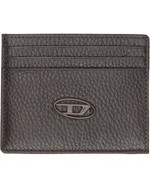 DIESEL Grained Leather Card Holder - Grey