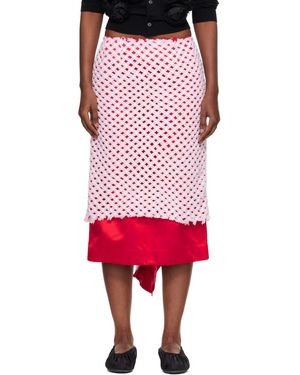 Comme des Garçons Tulle Braided Mesh Midi Skirt - Red