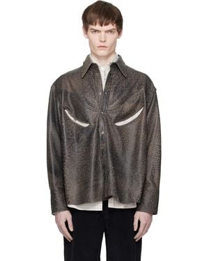 Commission Rider Leather Overshirt - Black