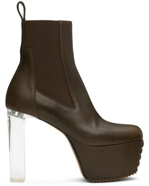 Rick Owens カーキ Porterville Minimal Grill Beatle 65 チェルシーブーツ - ブラウン