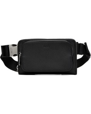 BOSS Grained Leather Messenger Bag - Black