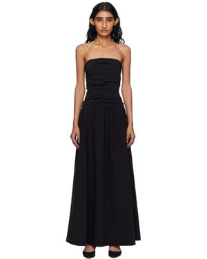 St. Agni Gathered Strapless Tie Back Maxi Dress - Black