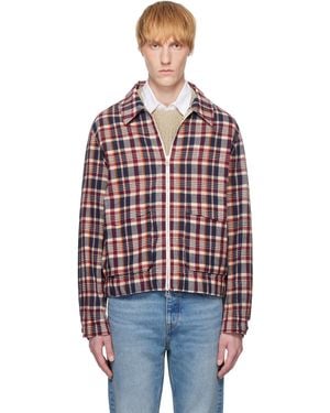 Drake's Waxed Madras Tennis Jacket - Red