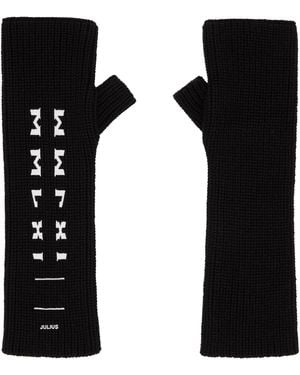 Julius Silk & Cotton Printed Fingerless Gloves - Black