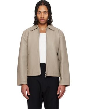 sunflower Taupe Short Leather Jacket - Natural