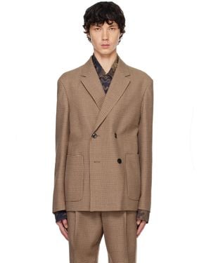 Dries Van Noten Tan Houndstooth Blazer - Brown