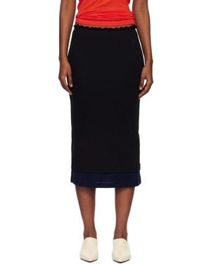 Jil Sander Lightweight Wool Layered Midi Skirts Set - Black