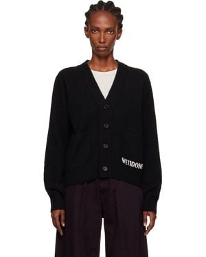 we11done Pocket Logo Knit Cardigan - Black