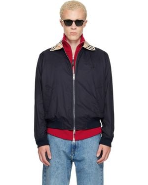 Burberry Gabardine Glenfields Harrington Jacket - Blue