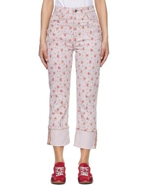 Ganni Printed Capri Slim Jeans - Pink