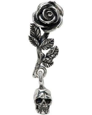 Emanuele Bicocchi Rose & Skull Single Earring - Black