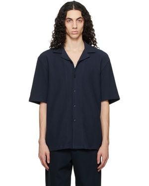 BOSS Ribbed Cotton Shirt - Blue