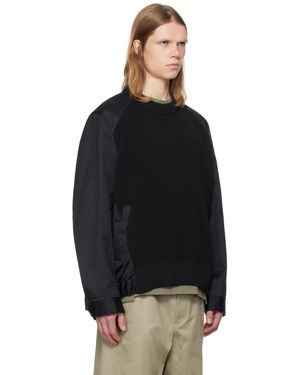Sacai Cotton Chino Mix Sweater in Black for Men | Lyst Sacai Cotton Chino Mix Sweater in Black for Men | Lyst