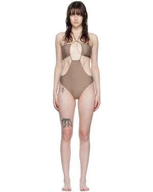 Rosetta Getty Ssense Exclusive Taupe Cut-Out One-Piece Swimsuit - Black