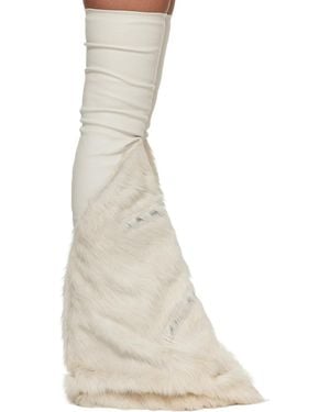 Rick Owens Off- Temple Cargo Fetish Sneaks Tall Boots - Natural