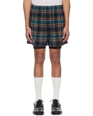 Maison Margiela Blue & Brown Check Shorts