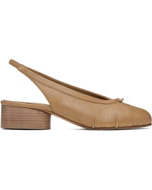 Maison Margiela Tan Tabi New Ballerina Slingback Heels - Black
