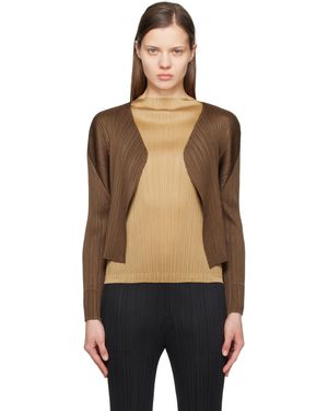 PLEATS PLEASE ISSEY  long cardigan tops PP33-JA128 Brown