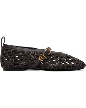 Rag & Bone Spire Woven Mary Jane Faux-Leather Flats - Black