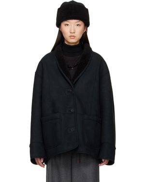 LE17SEPTEMBRE Shawl Collar Reversible Faux-Shearling Jacket - Black