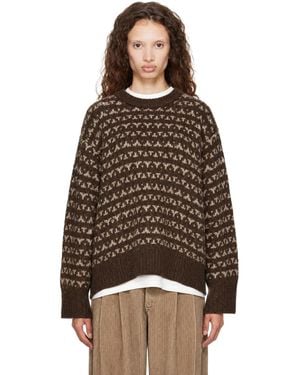 R13 Oversized Crewneck Sweater - Brown