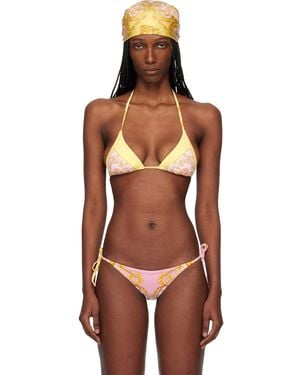 Versace Printed Triangle Bikini Top - Black
