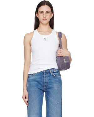 Ami Paris Cotton Ami De Coeur Tank Top - Blue