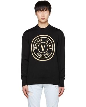 Versace Jeans Couture レターvエンブレム セーター - ブラック
