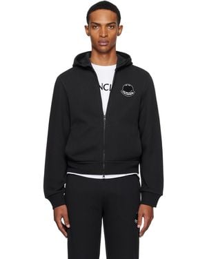 Moncler Logo Cotton Zip-Up Hoodie - Black