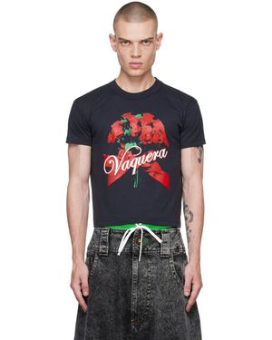 VAQUERA Cotton Floral Graphic T-Shirt - Black