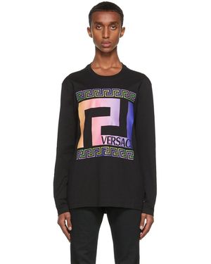 Versace Neon Greca Long Sleeve T-Shirt - Black