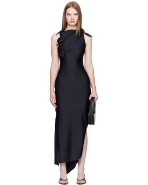 Coperni Asymmetric Flower Maxi Dress - Black