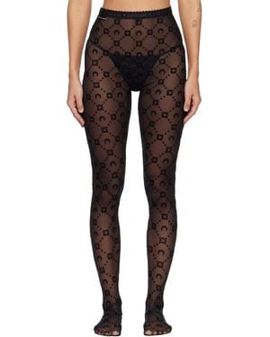 Marine Serre Moonogram Mesh Flock Tights - Black