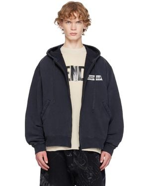 Balenciaga Masking Tape Oversized Zip-Up Hoodie - Blue