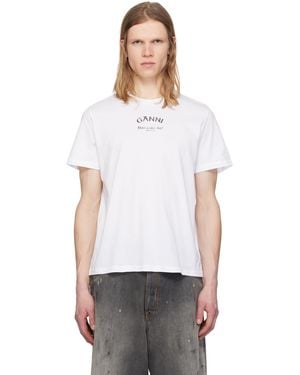 Ganni ホワイト リラックス Oネック Tシャツ