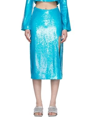 Ganni Blue Sequins Midi Skirt