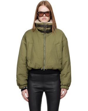R2W Kinsley Leather Buckle Padded Bomber Jacket - Green