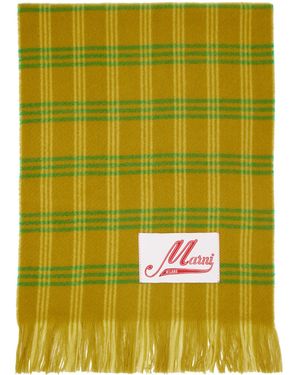 Marni Khaki Check Scarf - Green