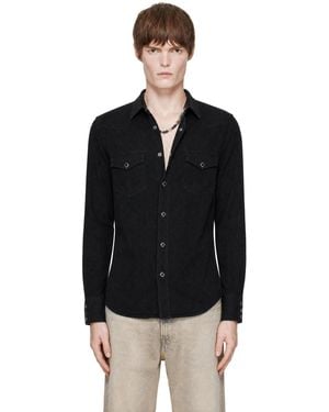 RRL Slim Fit Denim Western Shirt - Black