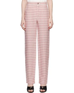 Moschino Viscose-Linen Check Pants - Pink