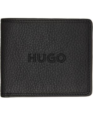 HUGO Portefeuille À Deux Volets Noir En Cuir