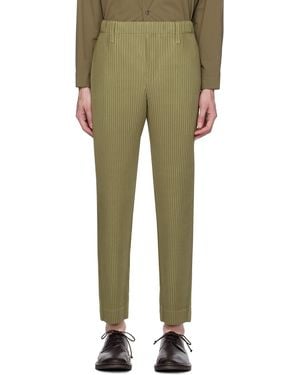 Homme Plissé Issey Miyake Homme Plissé Issey Miyake Khaki Tailored Pleats 1 Trousers - Green