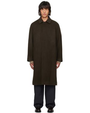 AURALEE Baby Camel Flannel Coat - Black