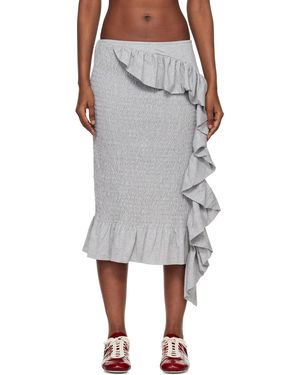 Dries Van Noten Shirred Ruffle Midi Skirt - Black
