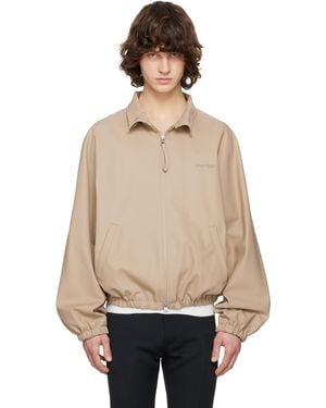 Courreges Cotton Zipped Bomber Jacket - Natural