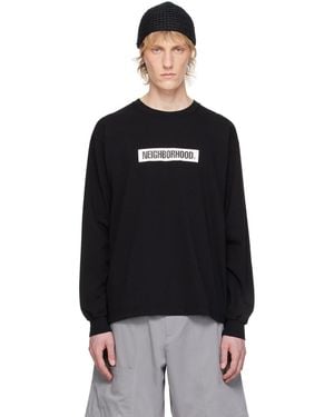 Neighborhood ブラック ロゴプリント 長袖Tシャツ