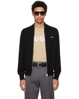HUGO Logo-Detail Knit Track Jacket - Black